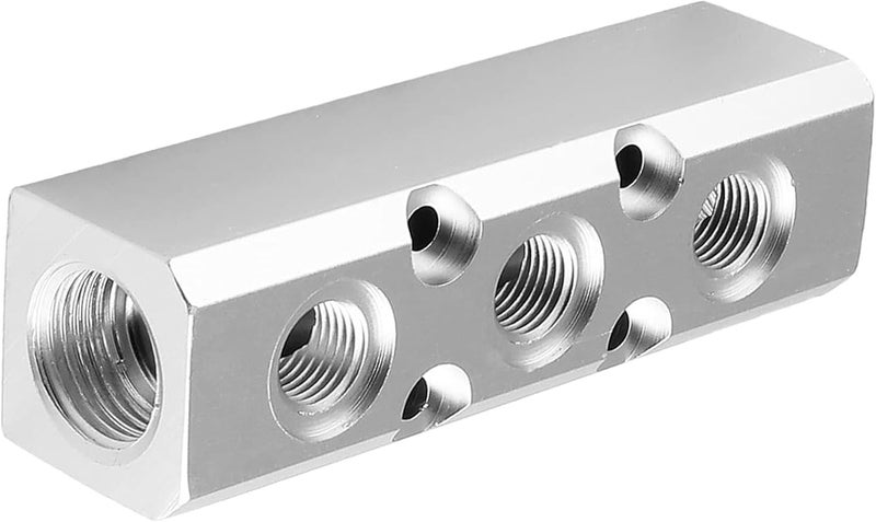 Iceyon 3 Way Pneumatic Manifold Air Distribution Block, Aluminum Alloy Air Compressor Manifold Distribution Block, G1/2 Supply Port, G1/4-Inch Output Port (3 Way 5 Port) - Image 4